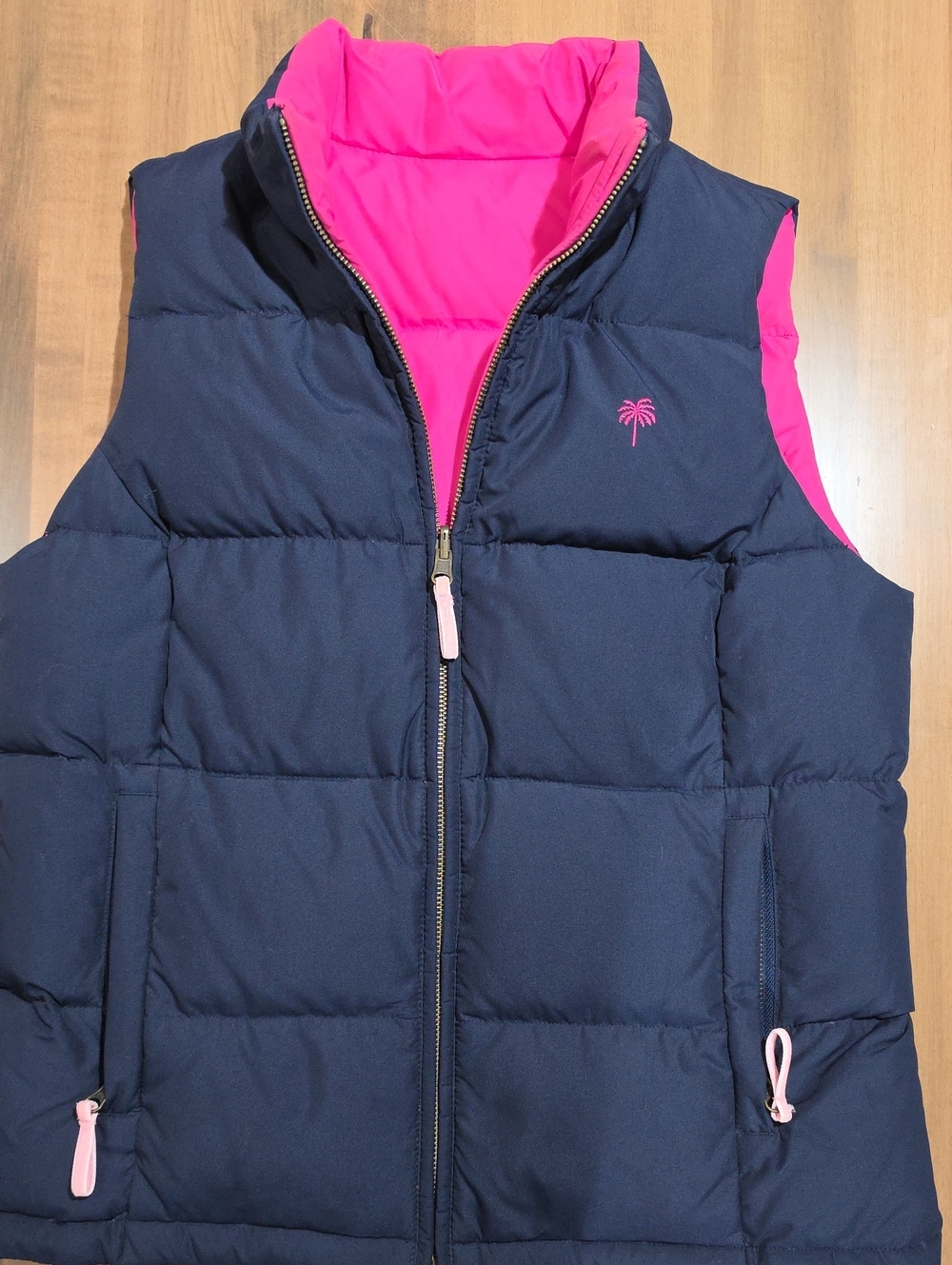 Lily Pulitzer Navy & Pink Reversible Puffer Vest
